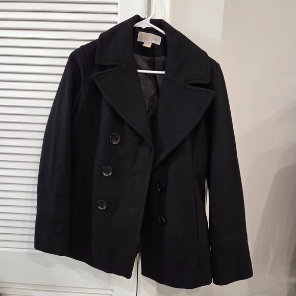 Michael Kors Jackets & Blazers - Michael Kors Women's Black Double-Breasted Pea Coat Lined Mid-Length Size S